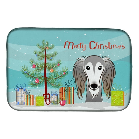 Christmas Tree and Saluki Dish Drying Mat