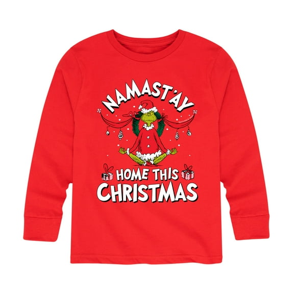 Dr. Seuss The Grinch - Christmas - Namast'ay Home This Christmas - Toddler & Youth Long Sleeve Graphic T-Shirt