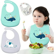 Silicone Sets Of 2Pcs Feeding For Babies Toddlers Waterproof