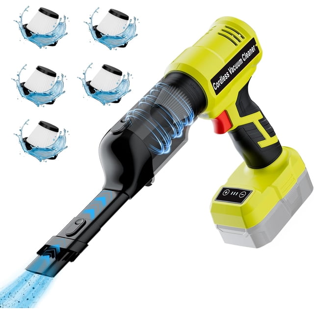 Aspiradora de Mano Inalámbrica para Batería Ryobi de 18V (Solo Herramienta), Aspiradora de Auto Potente de 240W con Motor sin Escobillas, 3 Velocidades, 5 Filtros, Aspiradora Portátil para Hogar