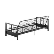 DHP Harlow Full Metal Arm Futon with 6-Inch Thermobonded High Density Polyester Fill Black Microfiber Mattress