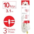 thumbnail image 2 of Elink - Ensemble de 3 Rallonges Électriques d'Intérieur à 3 Prises, Longueur de 10 Pieds, Blanc, 2 of 3
