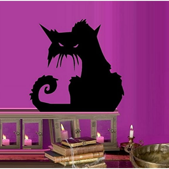 Decal ~ Scary Cat # 2 ~ HALLOWEEN: WALL OR WINDOW DECAL, 10" X 12"