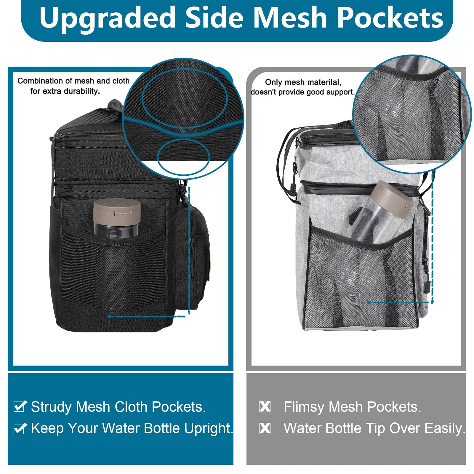 Lunch Box Cooler Bag - Expandable Insulated For Men Women Large Lunchbox Adults Work Shifts Outdoor Trips Black 16l