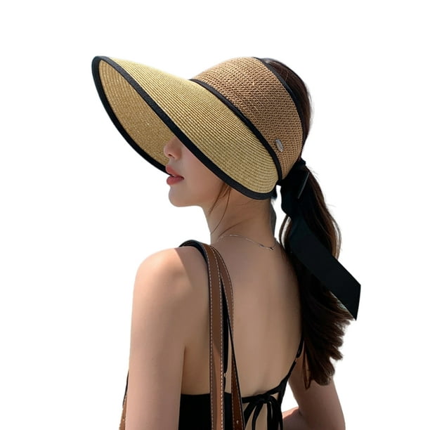 Women Beach Hat Foldable Straw Sun Visors For Women Sun Protection