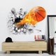 thumbnail image 2 of Adhesivos de pared de vinilo 3D autoadhesivos extraíbles (baloncesto de fuego volador (19,7" x 27,6") que atraviesan la pared, calcomanías artísticas para murales y decoración, 2 of 5