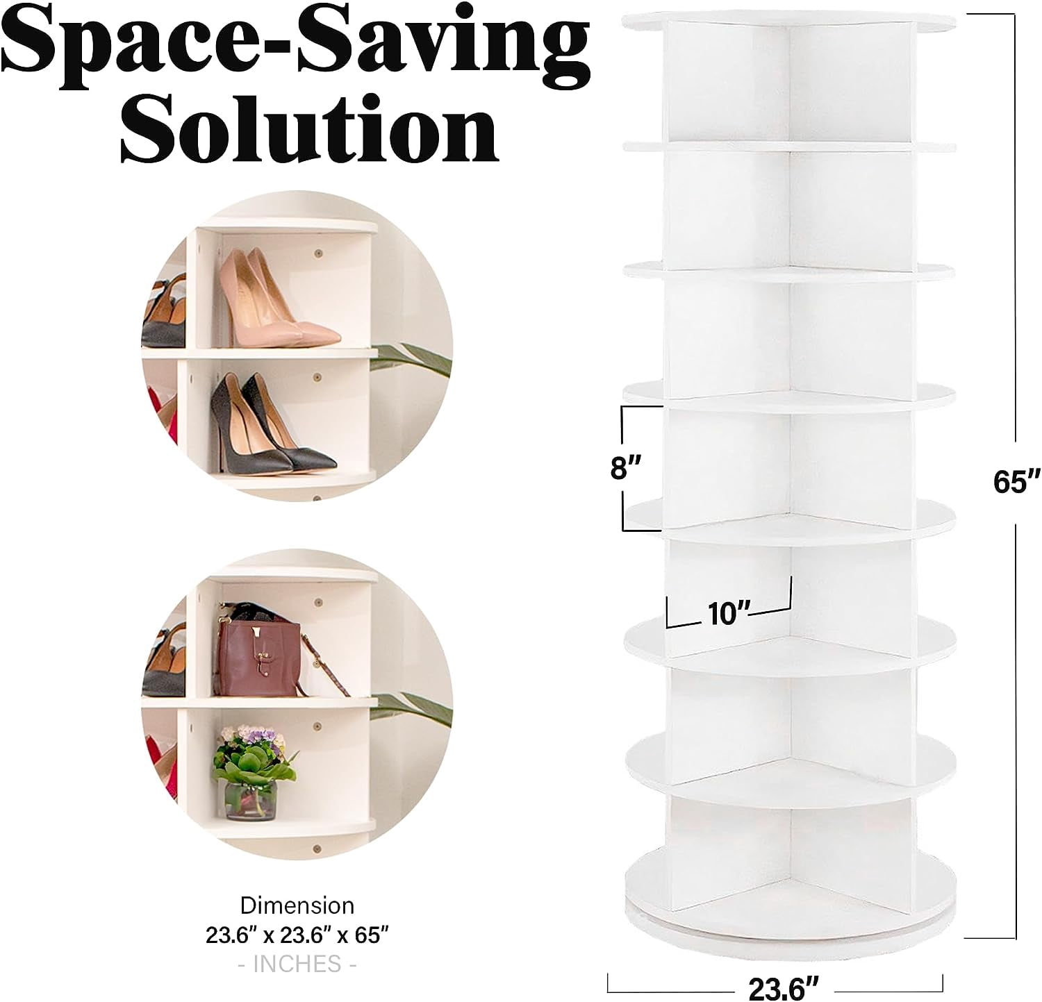 EconoHome 360° Rotating Shoe Rack 7-Tiers Organizer Spinning shoe rack, Rotating shoe Organizer tower Holds Up to 28 Pairs of Shoes, Shoe Storage Shelf for Entryway Living Room Hallway Shoe Cabinet