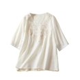 thumbnail image 2 of Soki Womens Tshirt Clearance Crewneck Cotton Linen Tees, 2 of 9