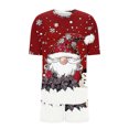 thumbnail image 4 of LEKWK Christmas Pajamas for Women Plus Size Printed Short Sleeve Crewneck Tops and Shorts 2 Piece Lounge Sets Soft Comfy Home Sleepwear Red XL, 4 of 6