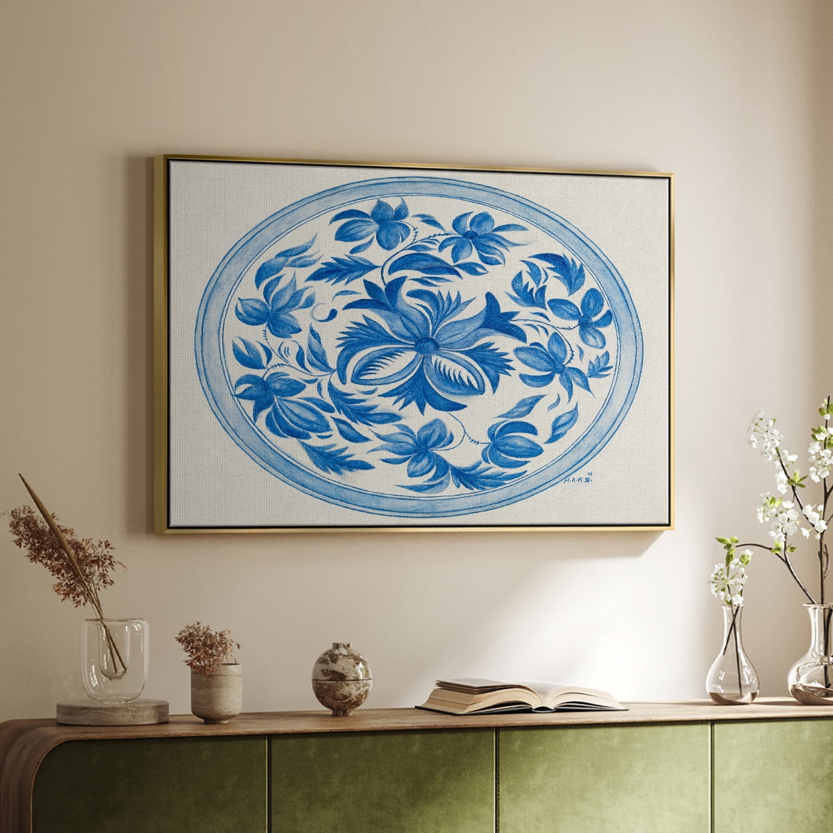 Vintage Landscape-CXXIII By Wexford Home Framed in Gold Wood Gallery Wrapped Canvas 17 in. x 25 in.