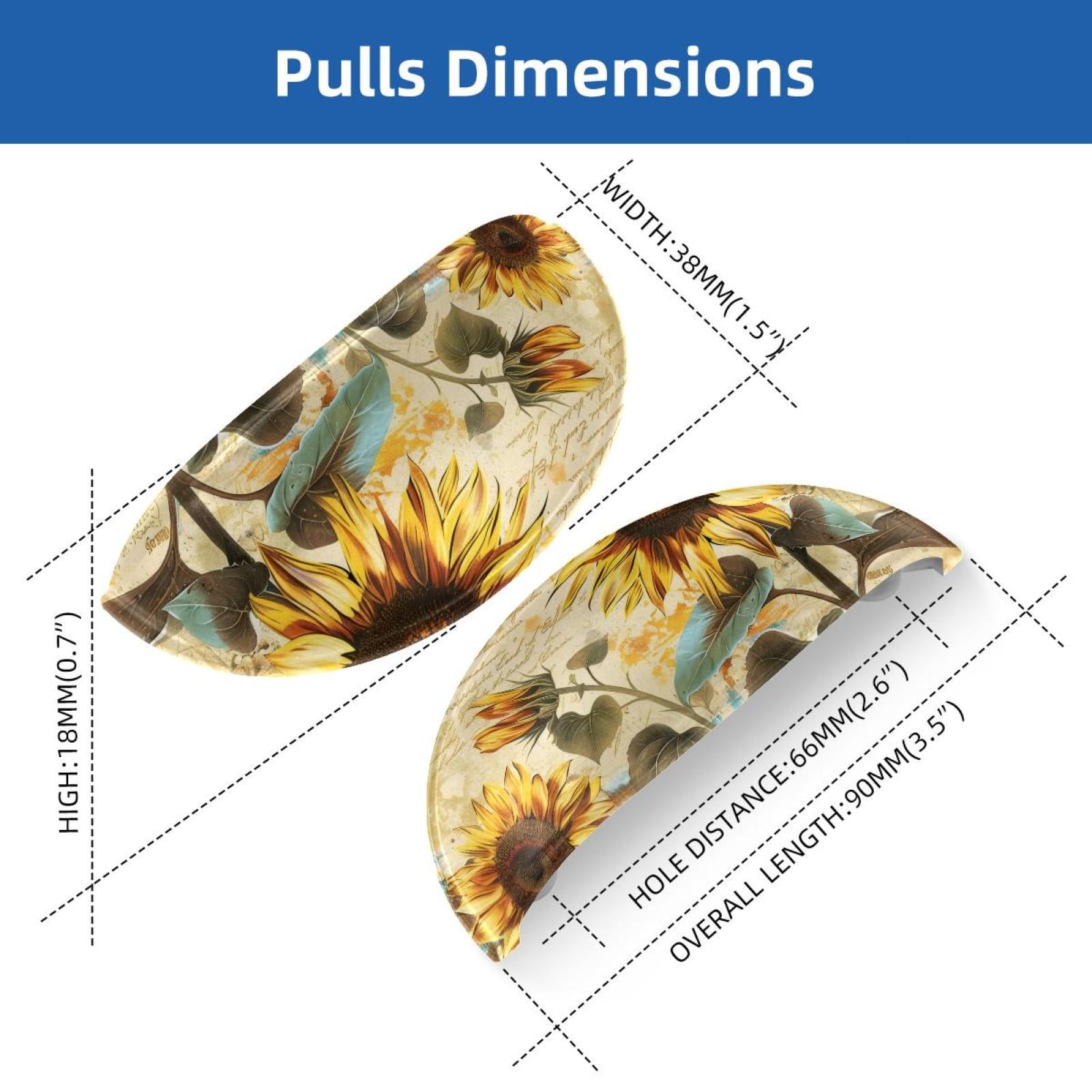 PhooArto 6 Pcs Cup Drawer Pulls, Vintage Sunflowers Letters Shell Shape Handles Cabinet Knobs for Dresser Cupboard Closet Wardrobe with Screws
