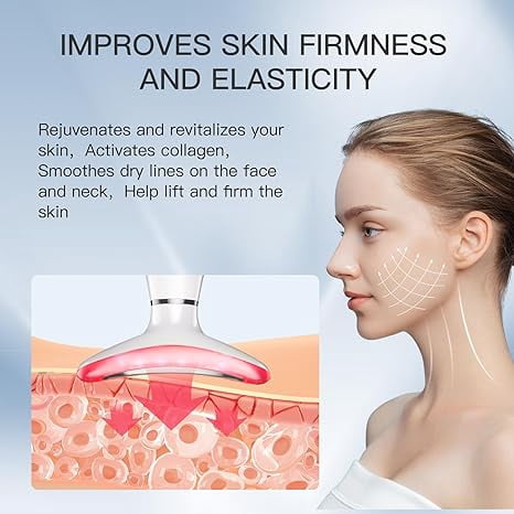 7-in-1 Massager, Portable Skin Care Massage Tool for Home Use, Micro-Glow Facial and Neck Massager for Skin Care (White)