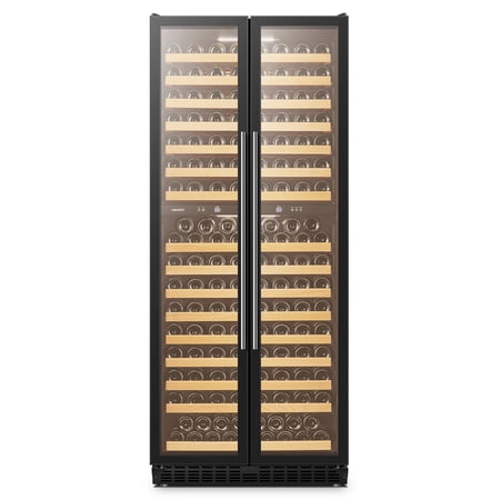 Lanbopro 255 Bottle Dual Zone Black Compressor Wine Cooler 32 inch Width
