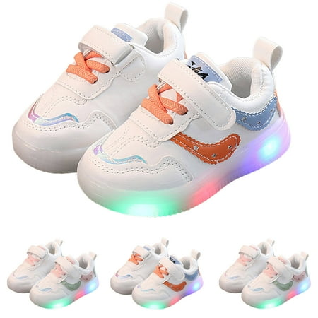 Dakaela Kids Light up Shoes Boys Girls LED High Top Sneakers 3T 4T 5T Lightweight Running Walking Tennis Outdoor Shoes Orange 6