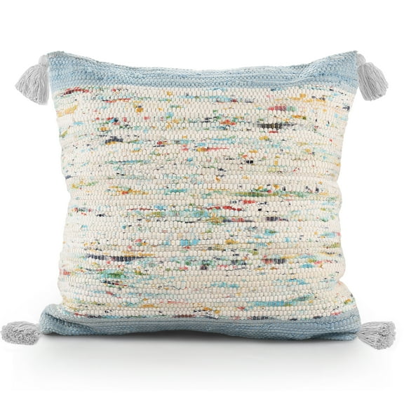 Ox Bay Luma 20" x 20" Blue/Multicolor Striped Cotton Adult Decorative Throw Pillow