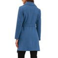 thumbnail image 3 of Winter Coats for Women's Lapel Collared Single Breasted with Belt Overcoat Trench Outerwear L Grey Blue, 3 of 6