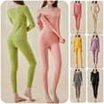 thumbnail image 4 of Women Thermal Underwear Set Fleece Seamless Bodycon Warm Solid Color, 4 of 8
