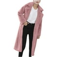 thumbnail image 2 of WCMZJ Women's Fuzzy Fleece Winter Jacket Faux Fur Lapel Coat Mid Length Sherpa Teddy Coat Warm Winter Trendy Clothes Pink XL, 2 of 6