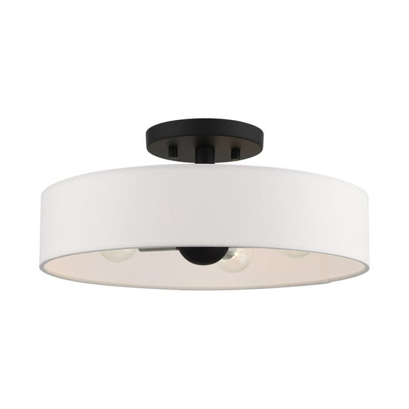 Livex Lighting Venlo 14" 4-Light Modern Metal/Fabric Semi Flush Mount in Black