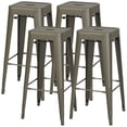 thumbnail image 7 of VINEEGO 30 Inches Metal Bar Stools for Counter Height Indoor Modern Stackable Industrial Stools Set of 4 (Gun), 7 of 7