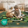 thumbnail image 4 of ODIKA 8'x10' Washable Area Rug Round Rings Snake Coil Leaves Festive Scroll Circle Classroom for Dining Room, Large Office, Lounge, Non-Slip Chair-Friendly Mat, 4 of 7