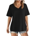 thumbnail image 1 of FAIWAD T-Shirts à Col en V pour Femmes Manches Courtes Décontractées Tops Basiques d'Été Grande Taille Blouses Amples, 1 of 6