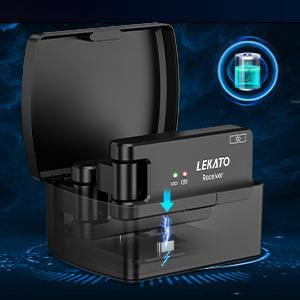LEKATO WS-100 2.4GHz Wireless Guitar System W/ Charging Box, Rechargeable Wireless Guitar Transmitter Receiver, 4 Channels, 30m Range, 190° Rotatable Portable Electronic