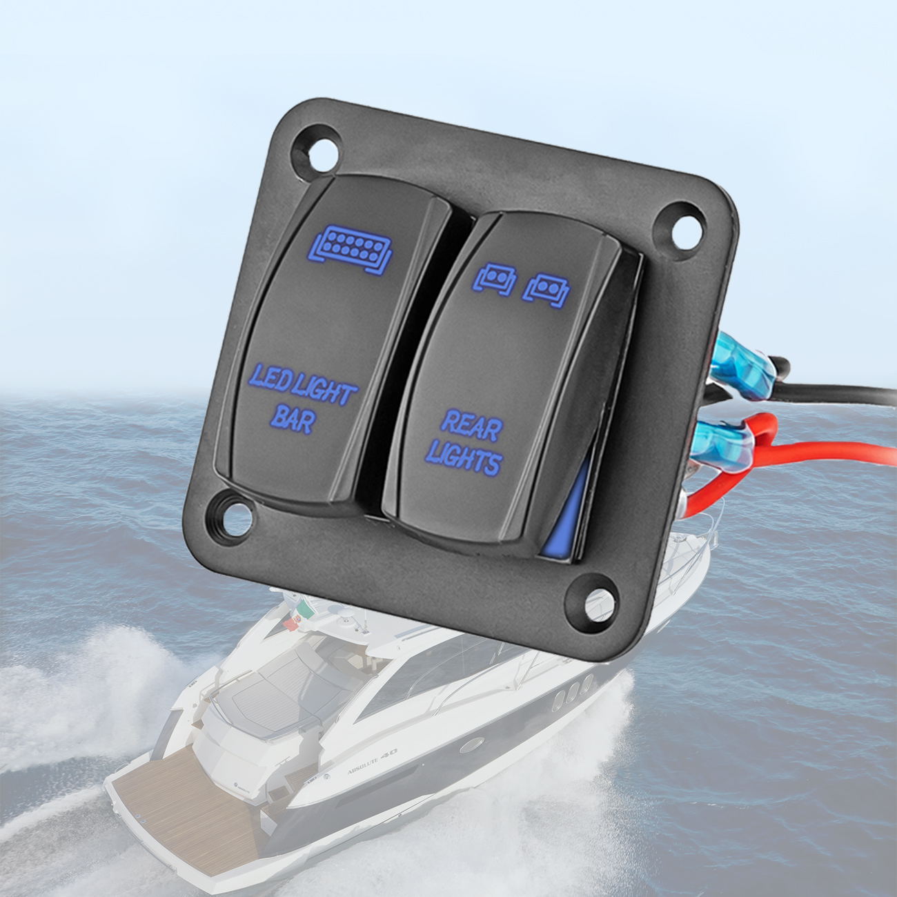 WEISEN 2 Gang Marine Navigation Light Switch Panel for Marine Boat