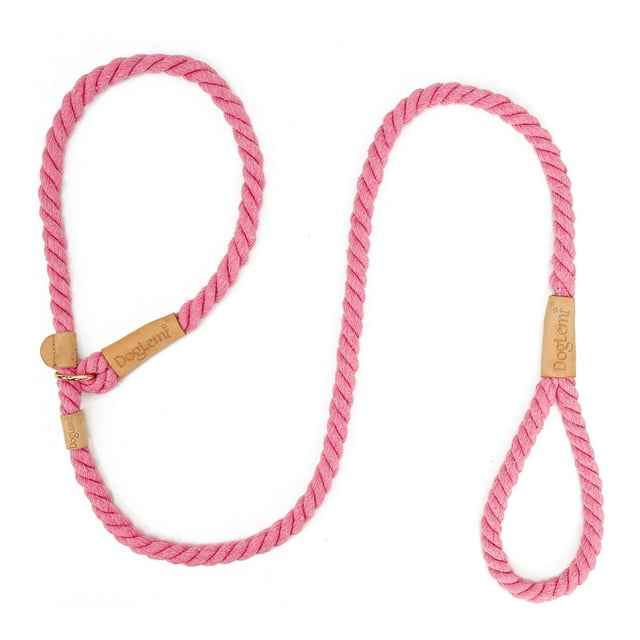 Pink 10mm Braided Dog Training Leash - 1.7m/5.6ft Adjustable P-Chain for Behavior Correction, No Collar Needed - Soft Comfortable Handle, Durable Polyester-Cotton Rope for Small/Medium/Large Dogs