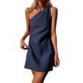 thumbnail image 1 of Lucakuins Mini vestido de verano para mujer, casual, un hombro, sin mangas, color sólido, vestido ajustado Lucakuins moda, 1 of 3