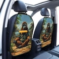 thumbnail image 3 of Naloa Forest Meditating Gorilla 2Pcs Anti-Kick Back Seat Cover Kick Mat, Car Seat Protector with 3 Storage Pockets, 3 of 8
