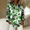 thumbnail image 5 of 2026 St Patricks Day Shirt Women Silk Satin T-Shirt Button Down Long Sleeve Blouse Tops Lucky Irish Clover Print Blouses Funny Holiday Graphic Tees Dressy Casual Outfits Going Out Tops, 5 of 5