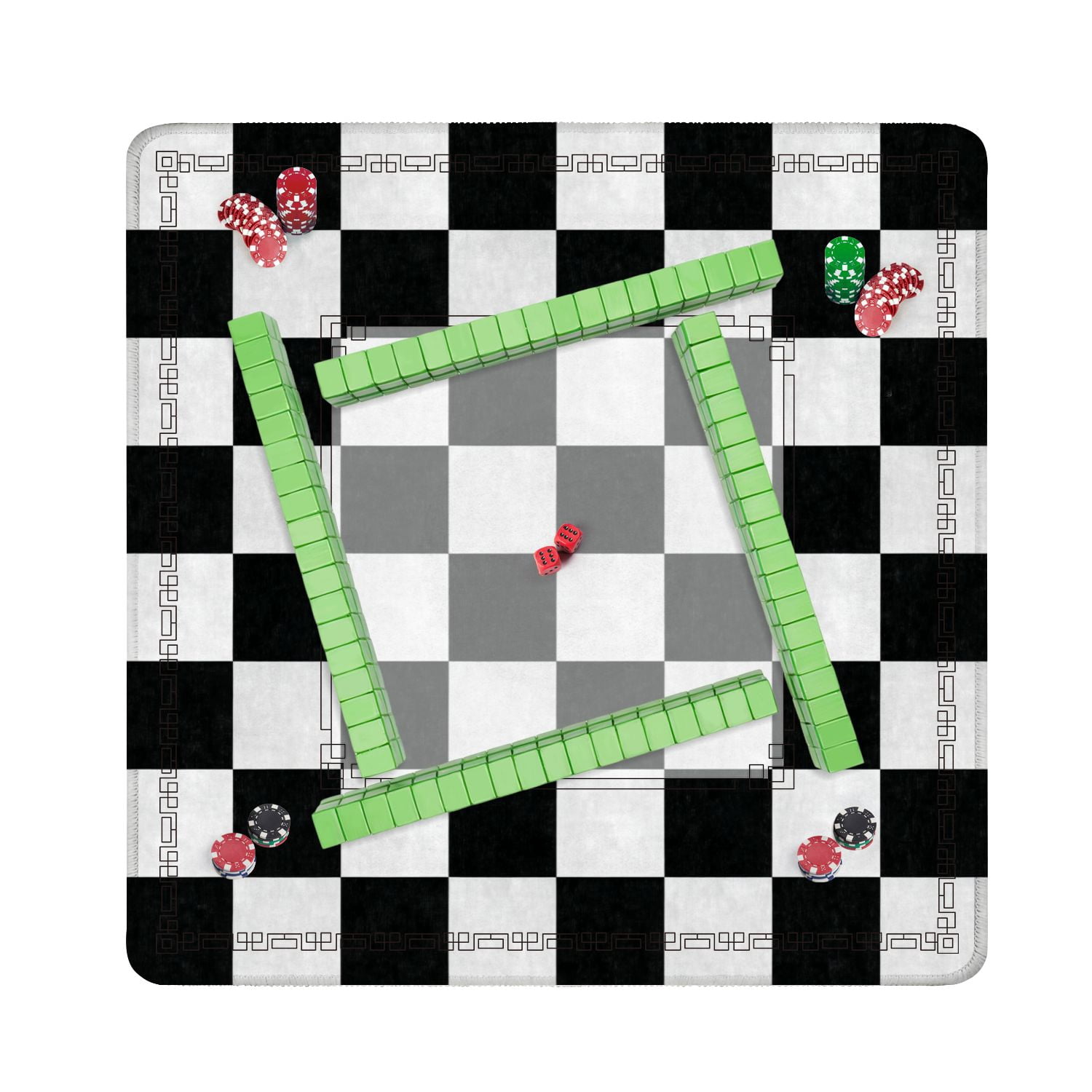 Mahjong Mat 31.5" x 31.5" Black white checkerboard Seamless suitable Non-Slip Noise Reduction American Mahjong Tiles Table Cover for Dominoes Poker Card Board Games Gift