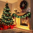 thumbnail image 4 of 16.4ft Lighted Christmas Garland with 50 Led String Lights, Pre-lit Long Artificial Greenery Garlands, Plug in Holiday Decorative Lights for Indoor Outdoor Decor (Warm White, Green), 4 of 8