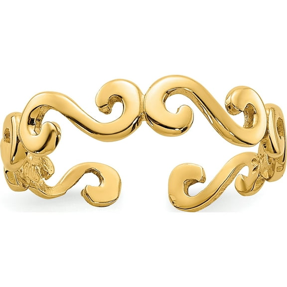 10K Yellow Gold Swirl Toe Ring (Width 4) - Jbsp