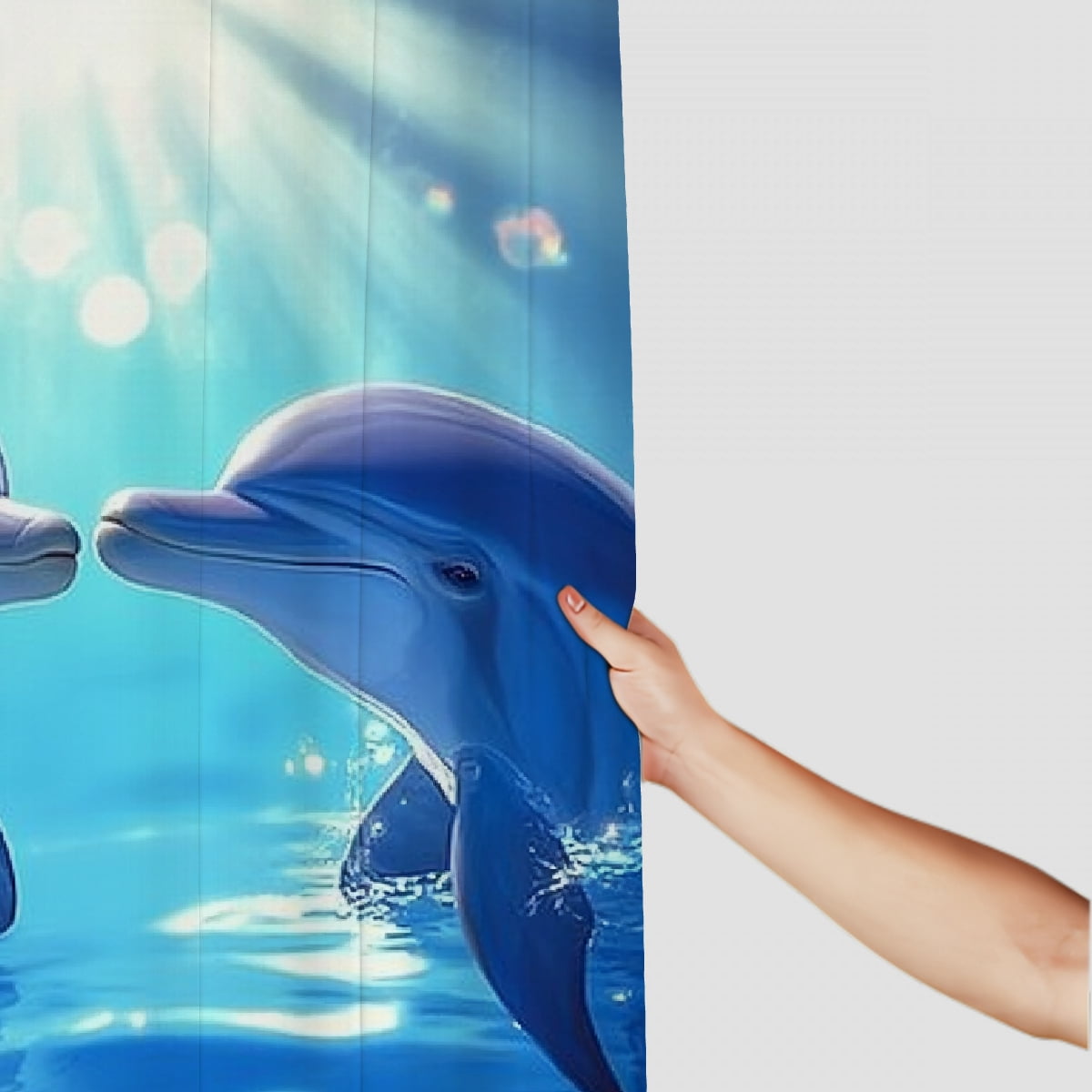 Patifu Dolphins Water Love Bathroom Shower Curtain Set with Hooks 60"x72
