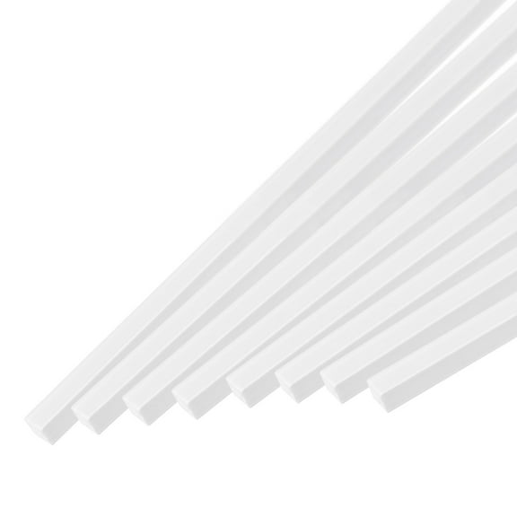 Uxcell 10Pcs ABS Square Rod 2x2x500mm ABS Plastic Stick Solid Bar White Plastic Rods