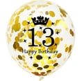 thumbnail image 3 of 13 Birthday Decorations Gold and Black 13th Birthday Balloons Latex Confetti Balloon for 13 Years Old Theme Party Supplies 15 Pieces 12 inch, 3 of 5