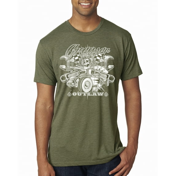 Wild Bobby, Greaser Outlaw Hot Rod Gambling Mechanic Pop Culture Mens Premium Tri Blend T-Shirt, Military Green, Large