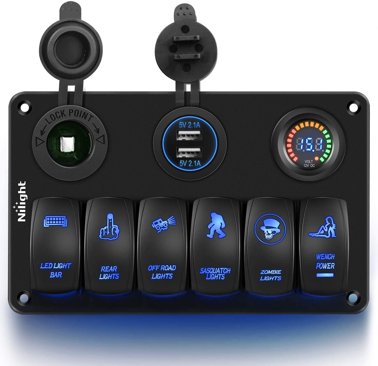 2X Blue Toggle Switch Cover LED Racing SPST ON/OFF 20A ATV 12V Car Truck UTV