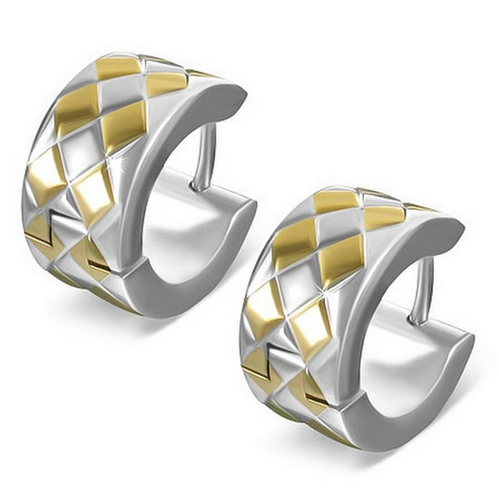 Two tone huggie earrings Clearance