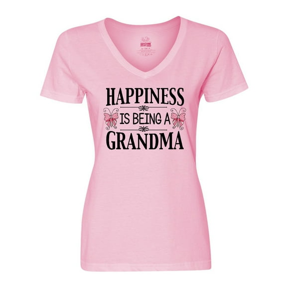 Inktastic Happiness is Being a Grandma with Butterflies Women's V-Neck T-Shirt