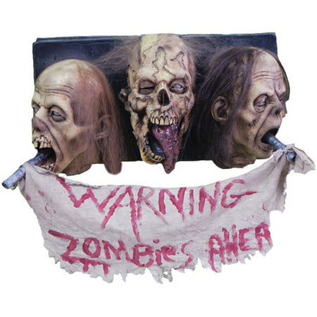 Life-Size 3-Head Zombie Wall Plaque Halloween Prop