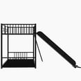 thumbnail image 3 of Bellemave Metal Bunk Bed with Slide, Low Twin Over Twin Bunk Bed Frame with Inclined Ladders for Teens (Black), 3 of 8