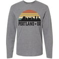 thumbnail image 3 of Inktastic Portland Oregon Skyline Retro Sunset Long Sleeve T-Shirt, 3 of 5