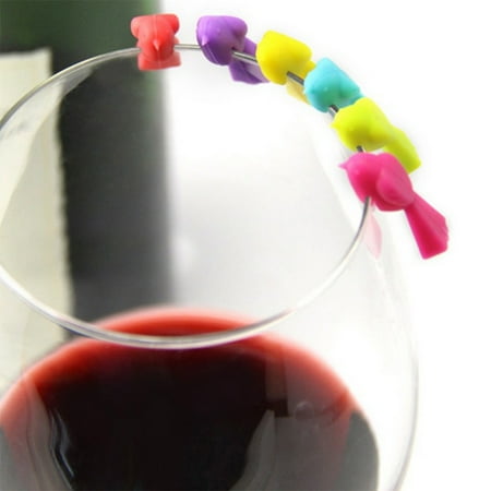 Tea Cup Wine Glasses Uk OTVIAP 6pcs Silicone Glass Wine Little Bird Label Multi Color Recognizer Tea Mug Cup Marker Bottle ,Party Supplies, Adhesive Label ()