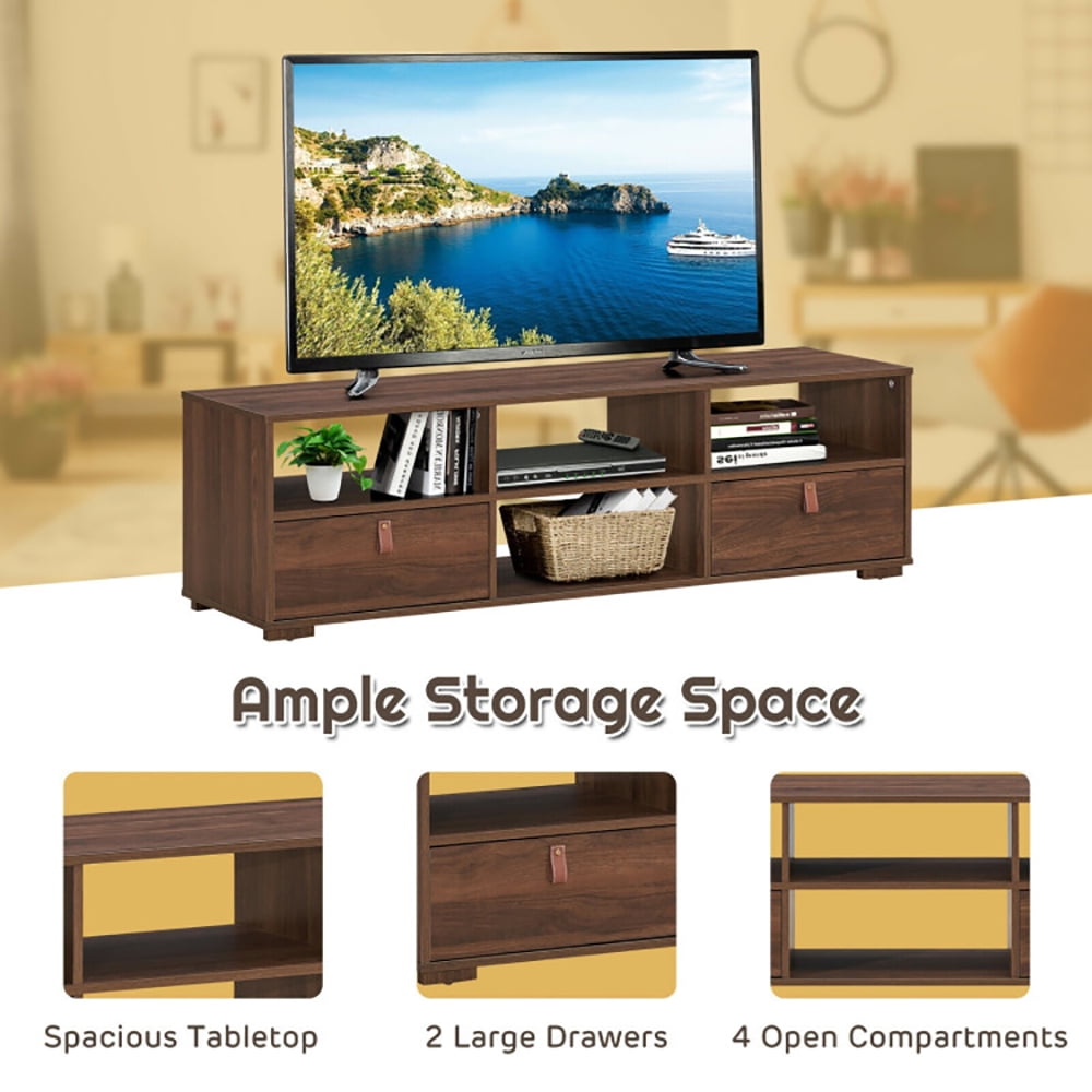 Finihen TV Stand, TV Cabinet, TV Stand Entertainment Media Center Console for TV's up to 60 Inch with Drawers, Media Entertainment Center with Storage, for Living Room, Bedroom, Walnut