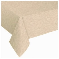 Sonoma Damask Stain Resistant and Spill Proof with Flannel Backing Vinyl Tablecloth for Spring/Summer/Party/Picnic, Vanilla, 60"x102" Oblong/Rectangle