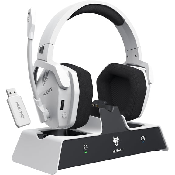G06 Pro Wireless Gaming Headset with Charging Station for Headset & PS5 Controller, 17ms Low Latency, 120H Battery Life, Dynamic 50mm Drivers-White (Only Compatible with PS5)