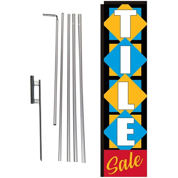Tile Sale Advertising Rectangle Feather Flag Banner with Pole kit and Ground Spike